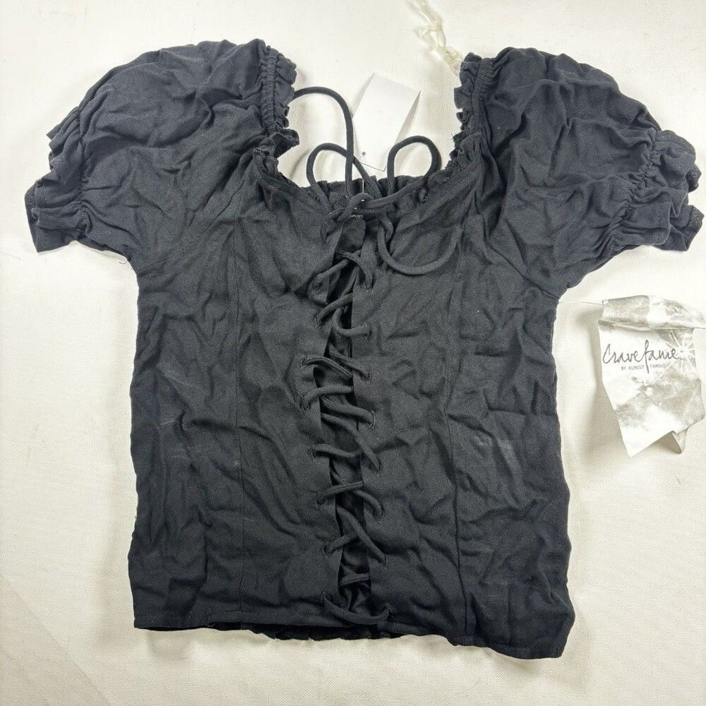 Crave Fame by Almost Famous lace-up peasant top Size Extra Small